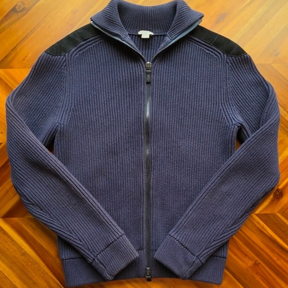 Fossil Navy Full-Zip Ribbed Sweater Jacket - Mens Small